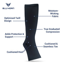 Load image into Gallery viewer, Thigh High Compression socks, stockings, knee sleeves 20-30mmhg(Black Color) - Bluhornamz