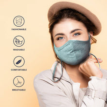 Load image into Gallery viewer, XL size -Black Blue Gray Face mask with Lanyard - Bluhornamz