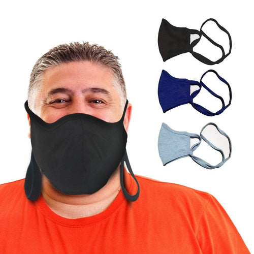 XL size -Black Blue Gray Face mask with Lanyard - Bluhornamz