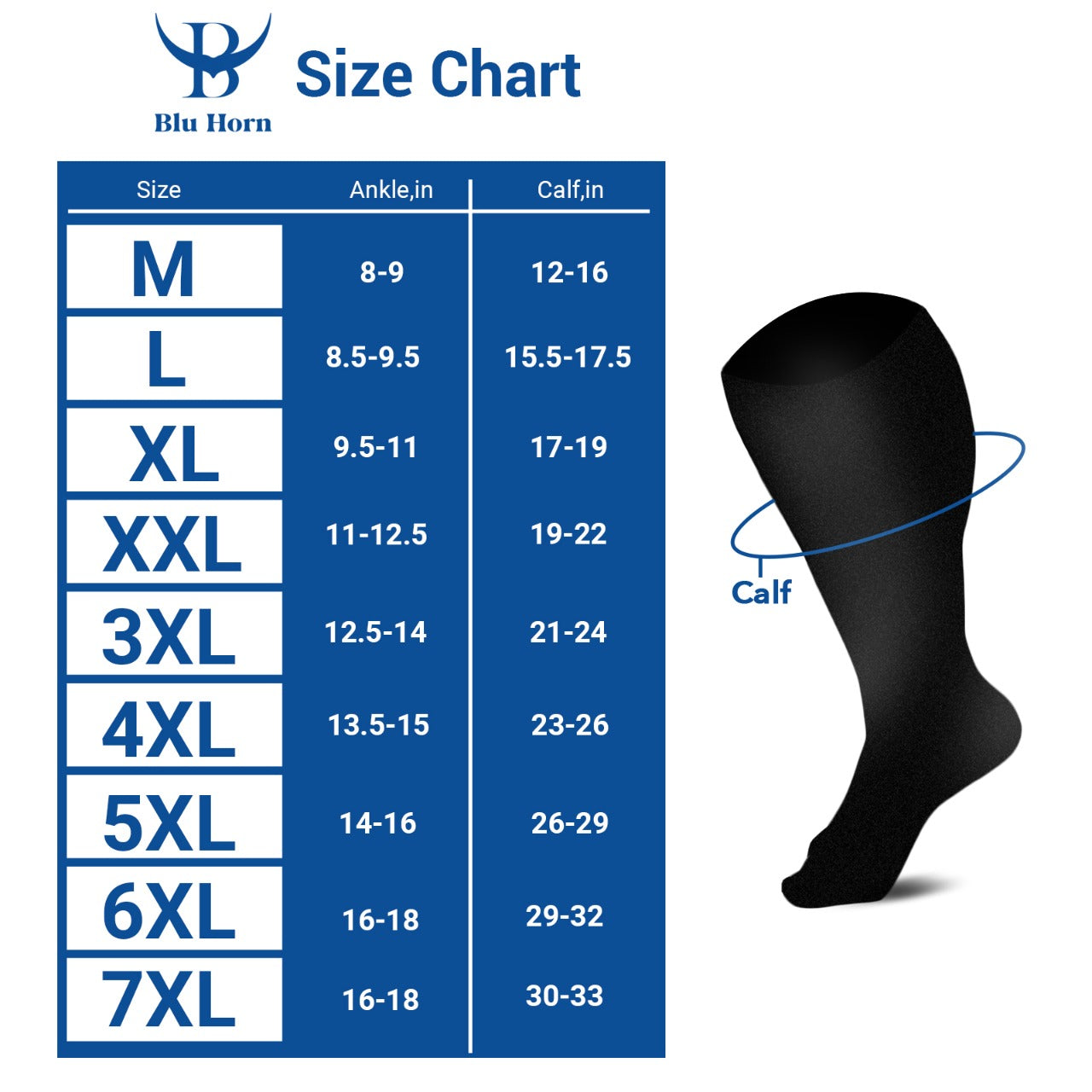 Compression Socks 20-30 mmHg for Women & Men(M to 7XL)Knee High