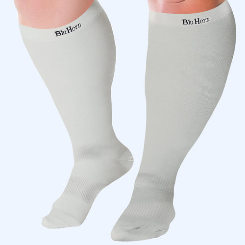 Knee high Compression Socks 15-20 mmHg for Women & Men(2XL to 5XL)size stockings - Bluhornamz