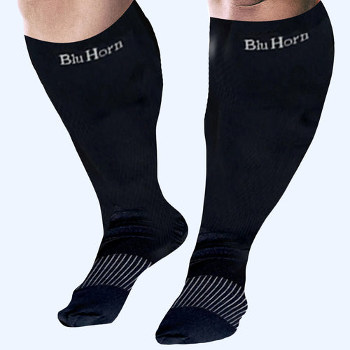 Knee High Compression Socks 15-20 mmHg for Women & Men(2XL to 5XL) size - Bluhornamz