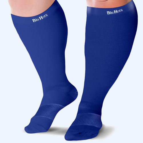 Knee High Compression Socks 15-20 mmHg for Women & Men(2XL to 5XL) size - Bluhornamz